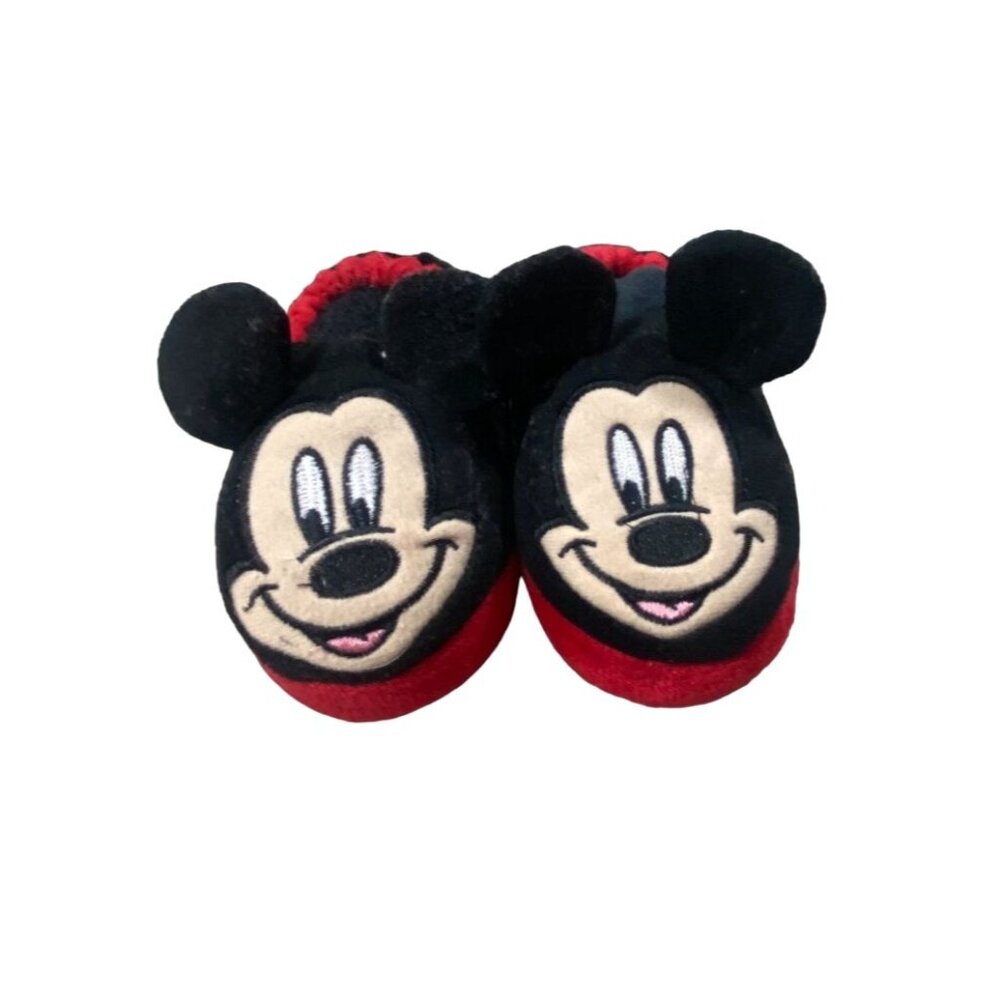 Disney Mickey Mouse Toddler Slippers-Red/Black-Size 5/6-GUC